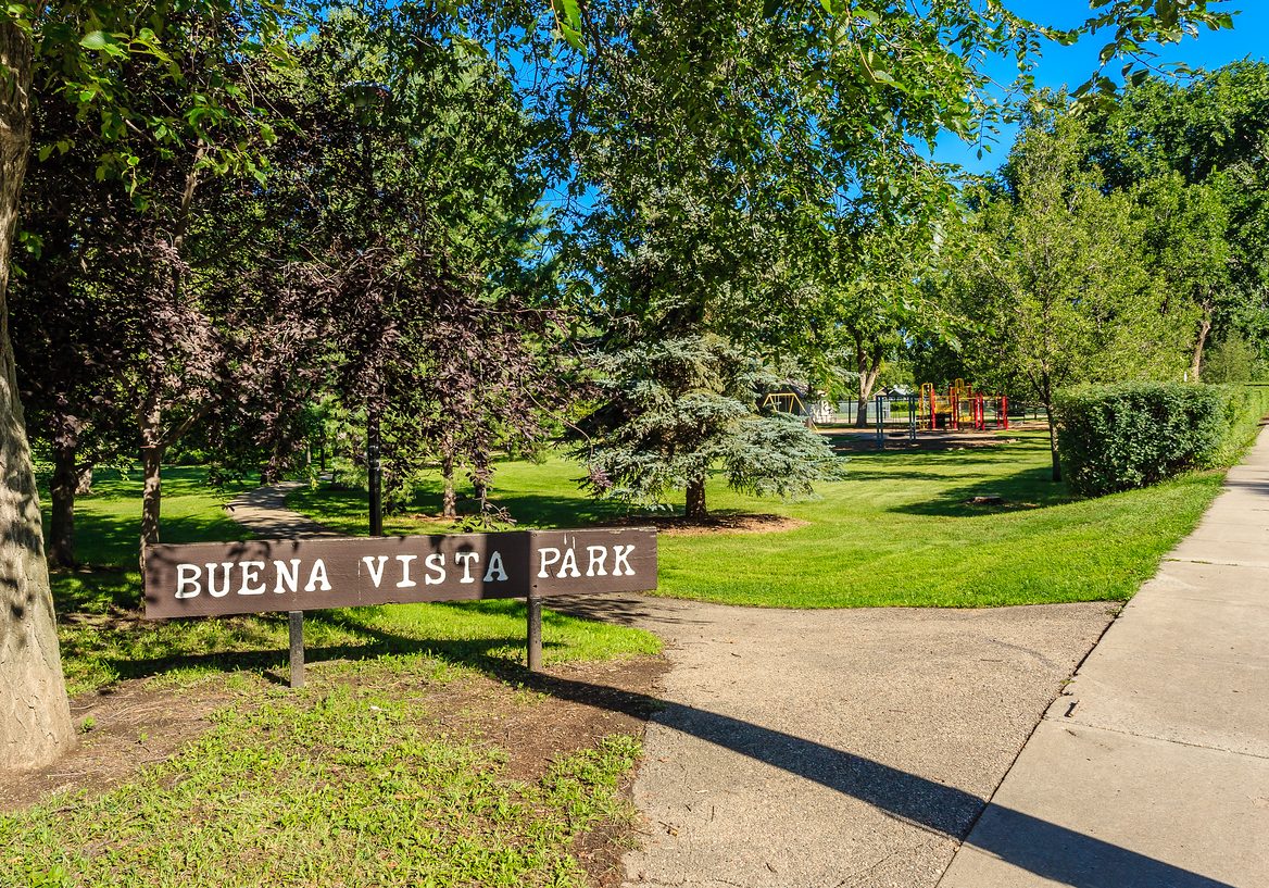 Tree-lined street of older homes in Buena Vista, Saskatoon