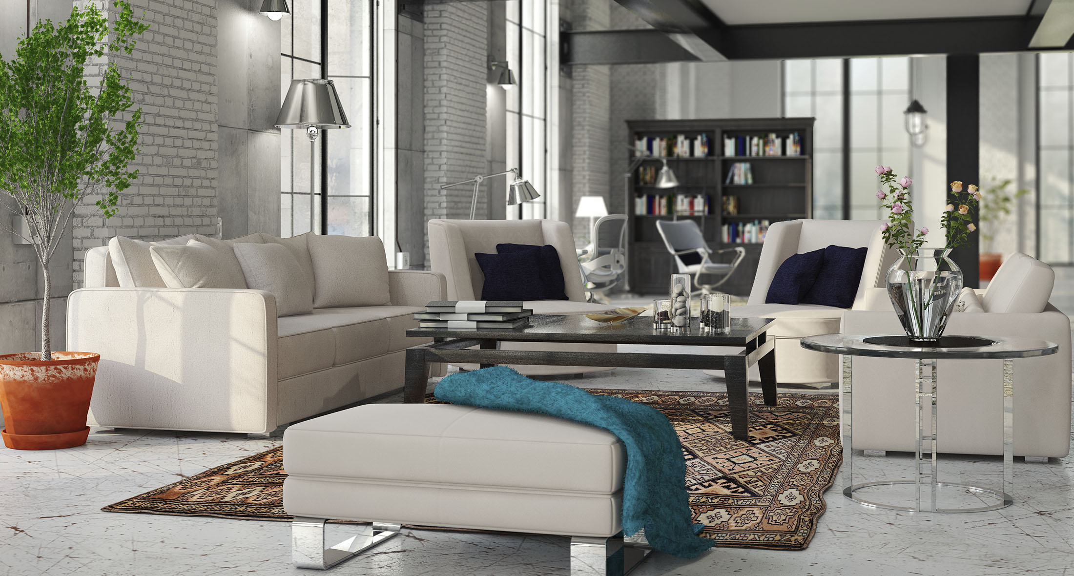 Staged living room ready for professional real estate market