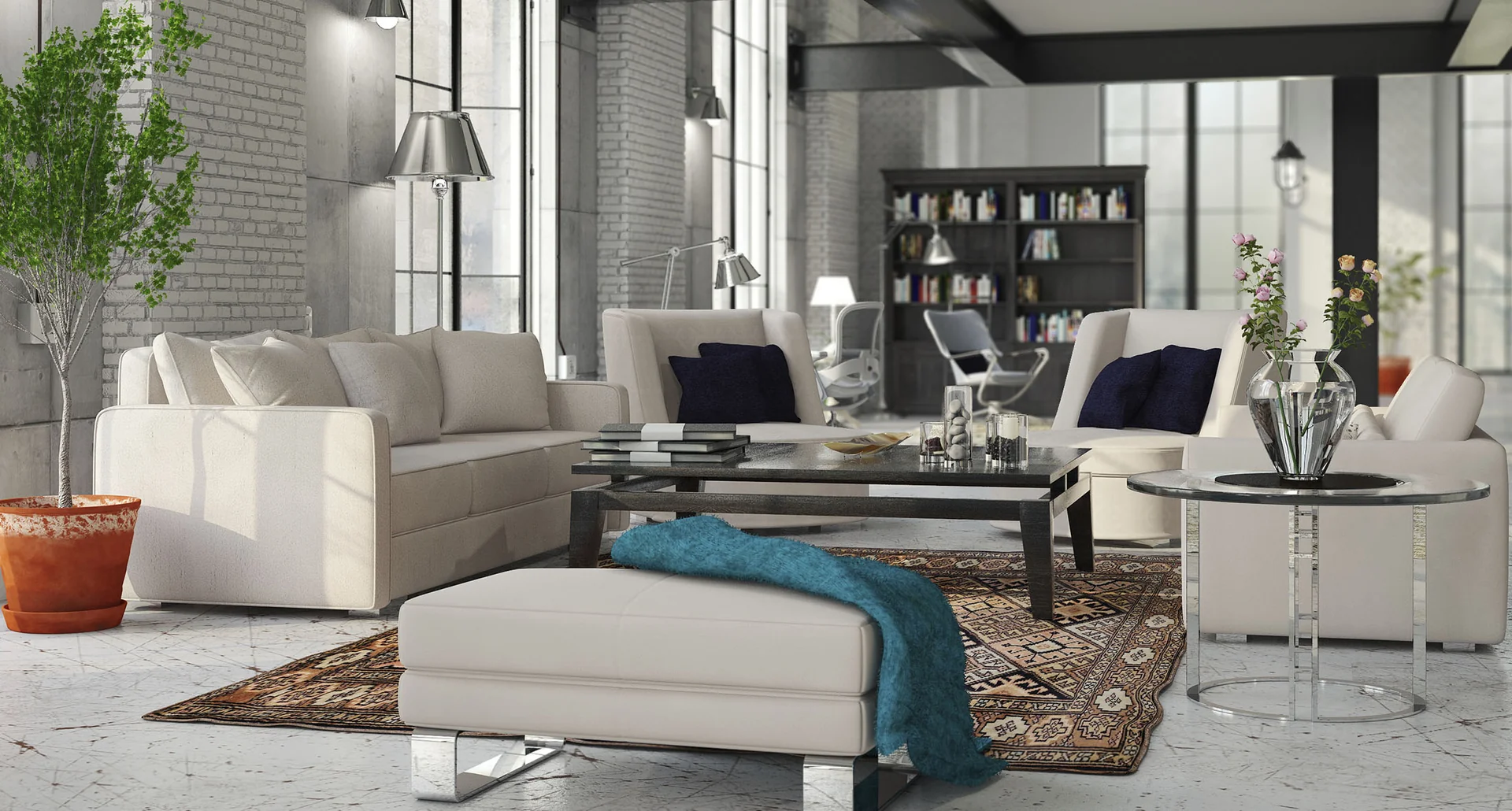 Staged living room ready for professional real estate market